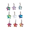 9Pcs Glass Beads Pendants, with Brass Finding, Star, Platinum, 19x13x7mm, Hole: 4.5mm