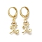 Brass Clear Cubic Zirconia Hoop Earrings, Real 18K Gold Plated, Letter X, 29mm, pendants: 16x10x2mm