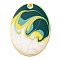 Alloy Enamel Pendants, Light Gold, Oval, 35x25x2.5mm, Hole: 2.2mm
