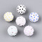 Handmade Polymer Clay Rhinestone and Resin Beads, Round with Flower, Mixed Color, 19~20mm, Hole: 1.8~2mm