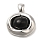 Brass Pendants, with Glass, Oval Charms, Platinum, 21x20x10mm, Hole: 5x3.5mm