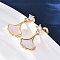 Leaf Brass Micro Pave Cubic Zirconia Dangle Stud Earrings, with Ear Nuts, with Shell, Cadmium Free & Lead Free, Rack Plating, Long-Lasting Plated, Real 18K Gold Plated, 18.5x10.5mm