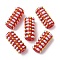 Handmade Lampwork Enamel Beads, Hand Painted Beads, Bumpy Column with Oval, Red, 29.5~30.5x13.5~16mm, Hole: 3mm