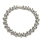 Rack Plating Brass Pave Cubic Zirconia Butterfly Link Bracelets for Women, Long-Lasting Plated, Platinum, Black, 7-3/8 inch(18.6cm)