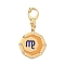 304 Stainless Steel Enamel Pendant Decoration, with Clear Cubic Zirconia, Octagon with Constellations, Golden, Virgo, 35.5mm