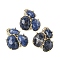 Natural Sodalite Links connectors, with Brass Findings, Faceted, Golden, 30.5~31x33x5mm, Hole: 1.8mm