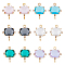 FIBLOOM 12Pcs 6 Colors Glass Connector Charm Transparent Glass Links Connectors Cuboid Faceted Charms Double Loops Charm Links Brass Findings for Earring Necklace Bracelet Jewelry Craft Making