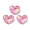 Glass Rhinestone Cabochons, Point Back & Back Plated, Faceted, Heart, Light Rose, 8.5x10x4mm