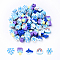 35Pcs 5 Styles Handmade Polymer Clay Beads, Mixed Shapes, Blue, 7.5~10.5x7~12.5x4~5mm, Hole: 1.5~1.8mm, 7pcs/style