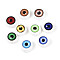 Printed Handmade Polymer Clay Beads, Flat Round with Evil Eye, Colorful, 9~10x4~5mm, Hole: 1.8~2mm
