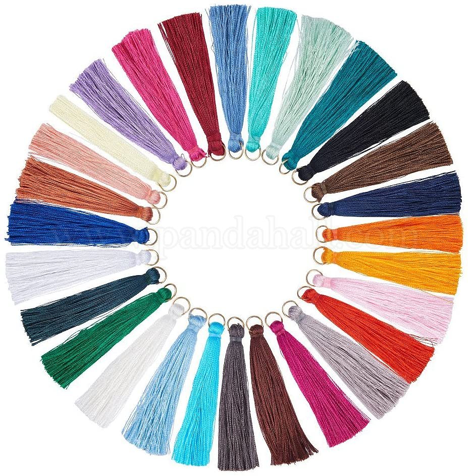 Shop NBEADS 28 Pcs Mixed Colors Mini Tassels with Loop Handmade Silky