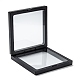 正方形の透明なpe薄膜サスペンションジュエリーディスプレイスタンド  紙外箱付き  リングネックレスブレスレットイヤリング収納用  ブラック  11x11x2cm CON-D009-02B-02-4