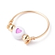 Motif de coeur perles acryliques rondes plates bagues pour fille femmes RJEW-JR00411-6