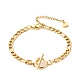 304 Stainless Steel Figaro Chain Bracelet with Toggie Clasp for Women BJEW-JB07690-1