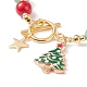Emaille-Armband aus Weihnachtsbaum- und Sternlegierung BJEW-TA00154-4