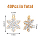 DICOSMETIC 40Pcs Rhinestone Snowflake Charms Light Gold Alloy Charms Christmas Snowflake Pendants Jewelry-Making Embellishments Winter Charms for DIY Crafting ALRI-DC0001-06-2