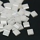 White Electroplate Glass Square Beads X-EGLA-D033-02LP-1