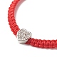 Ensemble de bracelets de perles tressées en zircone cubique micro pavé de coeur en laiton pour adolescente femme BJEW-JB07044-6