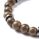 Эластичный браслет из натурального дерева и синтетического гематита с драгоценными камнями BJEW-JB08155-7