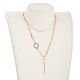 Star & Moon & Cross Brass Lariat Necklaces Sets NJEW-JN03041-16