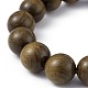 Bracciali elasticizzati con perline rotonde in legno naturale BJEW-H566-06-3