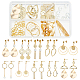 SUNNYCLUE 1Box DIY 10 Pairs Hollow Charms Teardrop Charm Pendant Earring Making Kit Round Letter Charms for Jewelry Making Brass Linking Rings Stud Earrings Findings Starters Adult Women Instruction DIY-SC0019-01-1