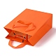 長方形の紙袋  ハンドル付き  ギフトバッグやショッピングバッグ用  レッドオレンジ  22x16x0.6cm CARB-F007-03C-4