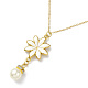 Enamel Flower with Plastic Pearl Pendant Necklace NJEW-M199-06G-2