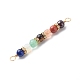 7 Chakra Mixed Gemstone Copper Wire Wrapped Connector Charms PALLOY-JF01900-02-4