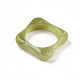 透明樹脂指輪  天然石風  正方形  黄緑  usサイズ7 1/4(17.7mm) X-RJEW-S046-001-A04-4