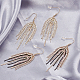 ANATTASOUL 2 Pairs 2 Colors Natural Pearl Beaded & Rhinestone Chains Tassel Earrings EJEW-AN0004-23-7