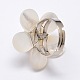 Brass White Pearl Shell Flower Platinum Finger Rings RJEW-E022-R07-03-3