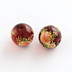 Flower Picture Transparent Glass Round Beads GFB-R004-14mm-M16-2