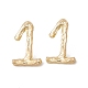 女性のための925つのスターリングシルバーピン付き真鍮数字スタッドピアス  NUM。1  20x13mm  ピン：0.7mm EJEW-A077-01A-1