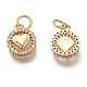 Brass Micro Pave Clear Cubic Zirconia Charms ZIRC-C020-66G-2