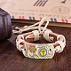 Adjustable Casual Unisex Flower and Peace Sign Leather Bracelets BJEW-BB15619-5