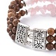 Trois boucles bracelets de perles de puce de quartz rose naturel BJEW-JB04657-02-3