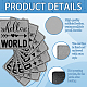 模造革衣料品ラベルタグ  こんにちは世界という単語の正方形  銀  63.5x63.5x1.2mm  25個/セット AJEW-WH0509-002-3