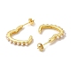 Rack Plating Brass Heart Stud Earrings with Plastic Imitation Pearl Beaded for Women EJEW-G342-17G-2