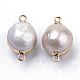 Plated Natural Baroque Pearl Keshi Pearl Links connectors PEAR-S012-06G-2