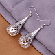 Silver Color Plated Brass Hollow teardrop EJEW-BB11970-6