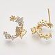Brass Micro Pave Clear Cubic Zirconia Stud Earrings EJEW-T007-14G-NF-1