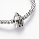 Einstellbar 304 Edelstahl geflochtenen Perlen Armbänder BJEW-I263-01-3