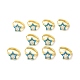 Enamel Star Hoop Earrings with Clear Cubic Zirconia EJEW-E270-02G-4