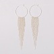 Brass Charm Rings Tassel Dangle Hoop Earrings EJEW-JE01377-1