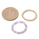 3 set di 3 anelli elasticizzati con perline rotonde in ottone e pietre preziose naturali miste in stile 21 RJEW-TA00088-3