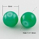 Fili di perle di vetro di giada imitazione tonde dipinte a spruzzo di colore verde mare X-DGLA-S076-6mm-15-1