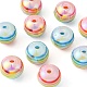 10Pcs Macaron Color Stripe Resin Beads RESI-YW0001-27A-3