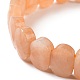 Bracelet extensible perlé ovale en aventurine rouge naturelle G-E010-01E-3