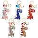 CHGCRAFT 5Pcs 5 Colors Cartoon Cute Bell Dinosaur Keychain KEYC-CA0001-50-1